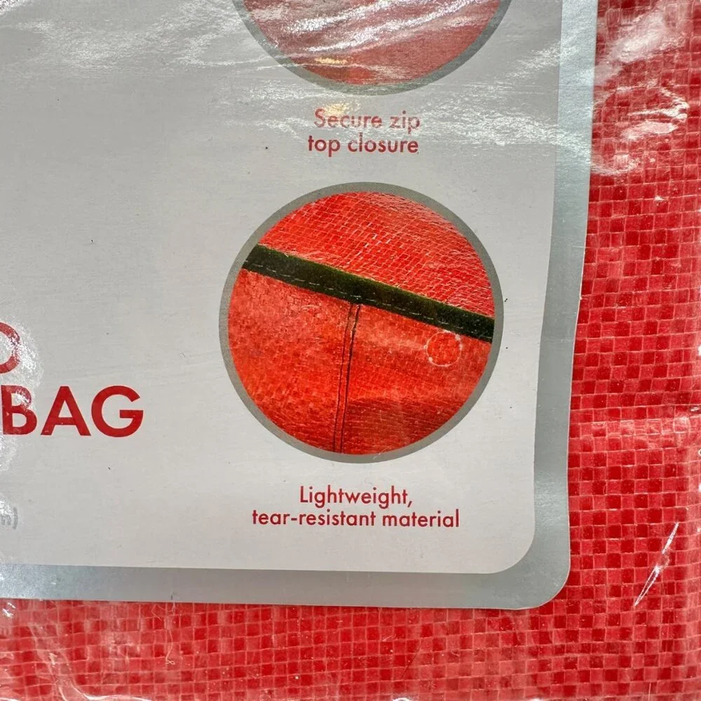 Whitmor Christmas Jumbo Storage Bags 1 New 1 Used Red Zip Up Handles 30x30x8 Red